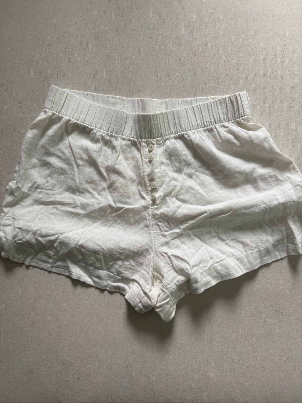 Women's White linen blend Lounge Shorts